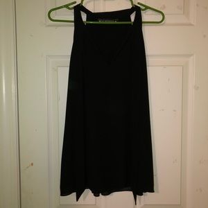 Black Tie-Front Blouse